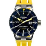 Locman Italy Men’s ‘Montecristo Professional’ Automatic Stainless Steel and Rubber Diving Watch, Color:Yellow (Model: 051300BYBLNKSIY)