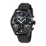 Alpina Men’s Startimer Stainless Steel Swiss-Quartz Watch with Leather Strap, Black, 26 (Model: AL-372BMLY4FBS6)