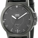 Oris Men’s 73576414764RS BC3 Sportsman Day Date Black DLC Case and Rubber Strap Watch