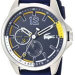 Lacoste Men’s CAPBRETON Stainless Steel Quartz Watch with Silicone Strap, Blue, 21 (Model: 2010897)