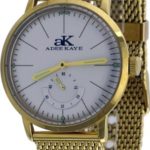 Adee Kaye #AK9044-MGMB Men’s Retro Vintage Gold Tone Mesh Band Automatic Watch