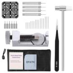 Watch Band Strap Link Pins Remover Repair Tool,24 in 1 Kit with 3 Extra Tips Replacement,20PCS Cotter Pin,1PCS Holder,1PCS Head Hammer,1PCS Tweezers,1PCS Glasses Cloth