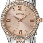 Geneva Women’s FMDJM112 Two-Tone Bracelet Watch with Simulated Gemstones