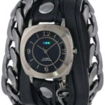 La Mer Collections Women’s LMSCW2001 Corsica Watch with Black Leather/Chain Wrap Band