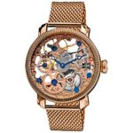 Akribos XXIV Automatic Skeleton Mechanical Men’s Watch – See Through Dial with IP Case with A Skeletonized Dial on Luxury Mesh Bracelet – AK526
