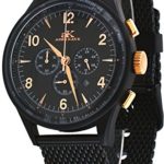 Adee Kaye #AK9040-MIPBRG Men’s Retro Collection Black IP Stainless Steel Mesh Band Silver Dial Chronograph Watch