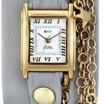 La Mer Collections Women’s LMCW5001 Gold-Tone Star Charms and Multi-Chain Wrap Watch With Gray Leather Band