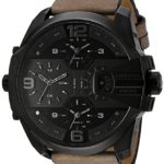 Diesel Men’s DZ7390 Uber Chief Black Ip Brown Leather Watch