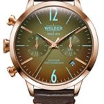 Welder Moody Dark Brown Leather Dual Time Rose Gold-Tone Watch with Date 38mm