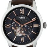 Fossil Men’s ME3061 Townsman Mechanical Stainless Steel Watch with Brown Leather Band