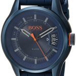 HUGO BOSS Men’s Hong Kong Stainless Steel Quartz Watch with Rubber Strap, Blue, 21.8 (Model: 1550049)