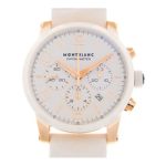 Montblanc Timewalker Chronograph Automatic White Leather Strap Swiss Rose Gold Watch 104669
