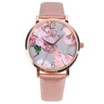 Business Analogous Casual Watches Quartz Waterproof Wrist Watch IP Rose Gold Leather Band for Girl Women