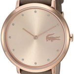 Lacoste Women’s Moon Stainless Steel Quartz Watch with Leather Strap, Grey, 16 (Model: 2001039)