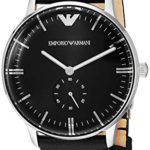 Emporio Armani Men’s Stainless Steel Quartz Watch with Leather Strap, Black, 20 (Model: AR0382)