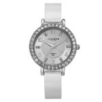 Akribos XXIV Women’s Ceramic Bangle Watch with Crystal Studded Bezel – 6 Diamond Hour Markers on Sunburst Guilloche Dial – AK758