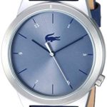 Lacoste Men’s Motion Stainless Steel Quartz Watch with Leather Calfskin Strap, Blue, 20 (Model: 2010989)
