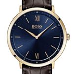 BOSS Essential Ultra Slim, Quartz Rose Gold and Leather Strap Casual Watch, Brown, Men, 1513661