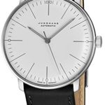 Junghans Max Bill Automatic Mens Watch – 38mm Analog White Face Classic Watch with Luminous Hands – Stainless Steel Black Leather Band Luxury Watch for Men Made in Germany 027/3501.00