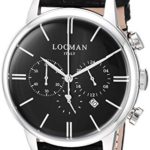 Locman Italy Men’s 1960 Collection Stainless Steel Quartz Watch with Leather Strap, Black, 15.9 (Model: 0254A01A-00BKNKPK)
