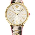 Versace Women’s Manifesto Edition Swiss-Quartz Watch with Leather Calfskin Strap, Beige, 11 (Model: VBP080017)