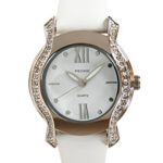 Pedre Women’s Silver-Tone Crystal Watch with White Leather Strap #6400SX