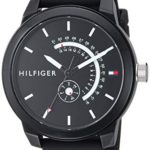 Tommy Hilfiger Men’s Denim Quartz Watch with Silicone Strap, Black, 19.4 (Model: 1791483)