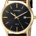 Citizen Men’s Quartz Stainless Steel and Leather Casual Watch, Color:Brown (Model: BI5002-06E)
