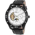 Croton Mens Reliance Automatic Multifunction Leather Watch (Black/White)