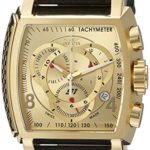 Invicta Men’s 20241 S1 Rally 18k Ion-Plated Stainless Steel Watch with Black Leather Band