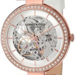 Kenneth Cole New York Women’s ‘Auto’ Quartz Brass-Plated-Stainless-Steel and Leather Dress Watch, Color:White (Model: KC15107001)