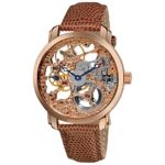 Akribos Automatic Skeleton Mechanical Men’s Watch -“Bravura Davinci” Embossed Lizard Leather Pattern Strap – See Through Case with A Skeletonized Dial – Great for Father’s Day – AK406