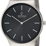 Obaku Men’s Analog-Quartz Watch with Stainless-Steel Strap, Silver, 30 (Model: V178GXCBMC)