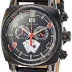 Ritmo Mundo Stainless Steel Swiss-Quartz Watch with Leather Calfskin Strap, Black, 21 (Model: 2221/11)