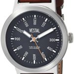 Vestal Men’s Retrofocus Stainless Steel Japanese-Quartz Watch with Leather Strap, Brown, 22 (Model: SLR443L01.BRWH)