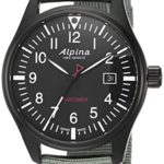 Alpina Men’s Startimer Stainless Steel Swiss-Quartz Watch with Nylon Strap, Black, 20 (Model: AL-240B4FBS6)