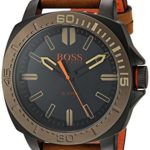 BOSS Orange Men’s Stainless Steel Quartz Watch with Leather Calfskin Strap, Brown, 20.5 (Model: 1513314)