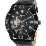 Croton Mens Reliance Automatic Multifunction Leather Watch (Black/Black)