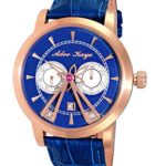 Adee Kaye Men’s Stainless Steel Chinese-Automatic Watch with Leather Strap, Blue, 22 (Model: AK8871-RGBU