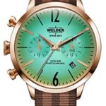 Welder Moody Brown Reversible Nylon Dual Time Rose Gold-Tone Watch with Date 38mm