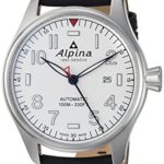 Alpina Men’s Startimer Stainless Steel Swiss-Automatic Watch with Leather Strap, Black, 22 (Model: AL-525S4S6)