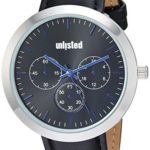 UNLISTED WATCHES Men’s Sport Analog-Quartz Watch with Leather-Synthetic Strap, Black, 19 (Model: 10031956)