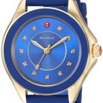 MICHELE Women’s Cape Stainless Steel Swiss-Quartz Watch with Silicone Strap, Blue, 17 (Model: MWW27A000026)