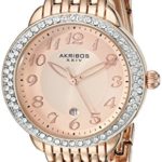 Akribos XXIV Women’s AK831RG Quartz Movement Watch with Rose Gold Dial Featuring a Crystal Filled Bezel and Bracelet