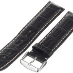 Hadley-Roma Men’s 22mm Leather Watch Strap, Color:Black (Model: MS2021RA-220)
