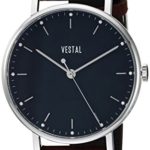 Vestal Sophisticate Stainless Steel Swiss-Quartz Watch with Leather Strap, Brown, 20 (Model: SP42L04.CVBK)