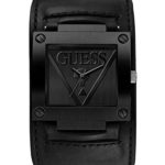 GUESS  Black Genuine Leather Cuff Watch. Color: Black (Model: U1166G2)