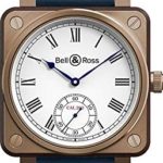 Bell & Ross Instruments de Marine Bronze and Wood Case on Blue Rubber Strap Men’s Watch BR01-CM-203-B-P-022