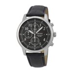 Seiko Men’s SNDC33 Classic Black Leather Black Chronograph Dial Watch