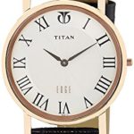 Titan Edge Men’s Designer Watch – Slim, Quartz, Water Resistant Leather Strap – Black Band and White Dial